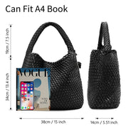 Large Woven PU Tote Bag with Matching Pouch – detail view 3
