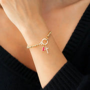 Bamoer Sterling Silver Birthstone Cross Charm Bracelet