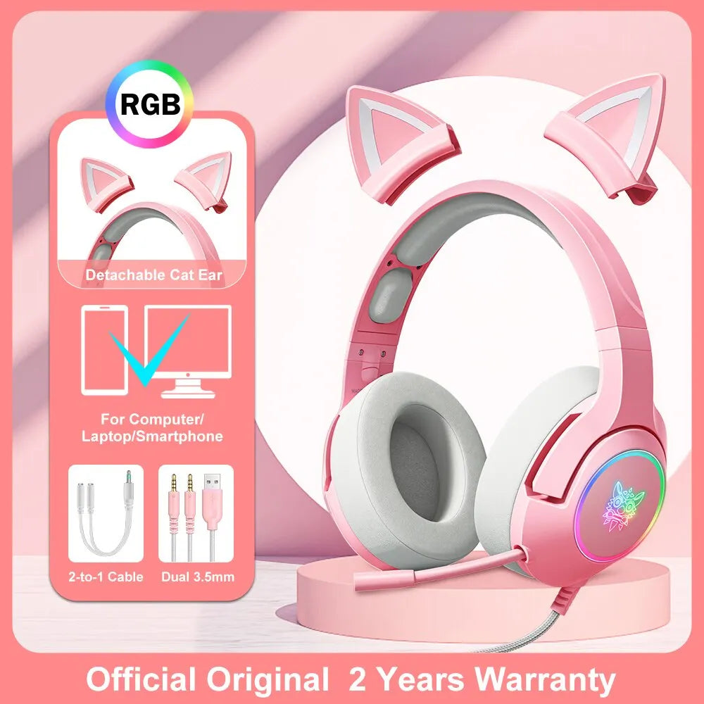 K9 RGB Wired Gaming Headset with Detachable Cat Ears – detail view 9