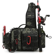 Fishing Tackle Backpack with Rod Holder