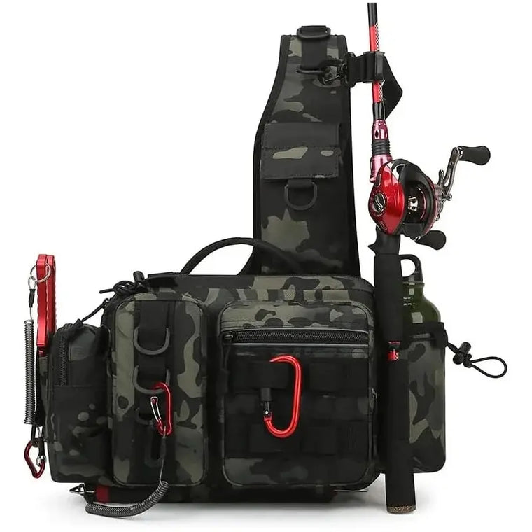 Fishing Tackle Backpack with Rod Holder