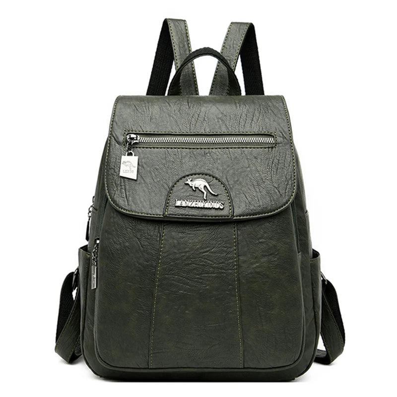 Women's Leather Backpack with Rain Cover – detail view 12