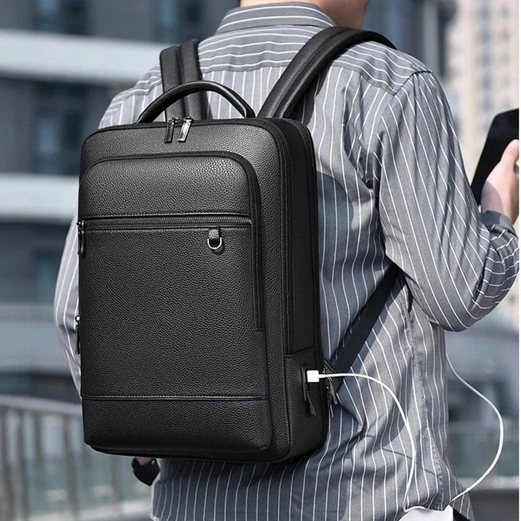 Convertible PU Business Backpack and Briefcase