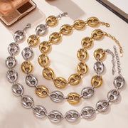Vnox Coffee Bean Chain Necklace & Bracelet Set