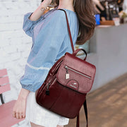 Women's Leather Backpack with Rain Cover – detail view 3