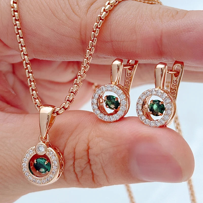 Rose Gold Zircon Bridal Jewelry Set