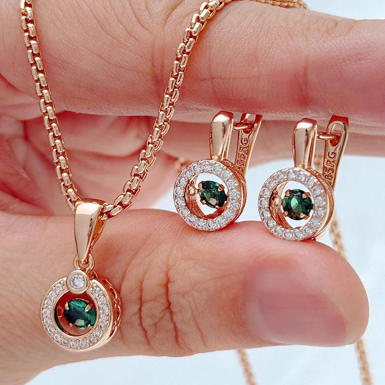 Rose Gold Zircon Bridal Jewelry Set