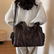 Soft Contrast-Color Shoulder Bag