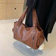 Soft Contrast-Color Shoulder Bag