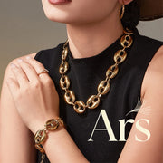 Vnox Coffee Bean Chain Necklace & Bracelet Set