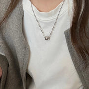 Stainless Steel Beaded Pendant Necklace