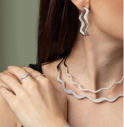 Cubic Zirconia Wave Jewelry Set