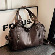 Soft Contrast-Color Shoulder Bag