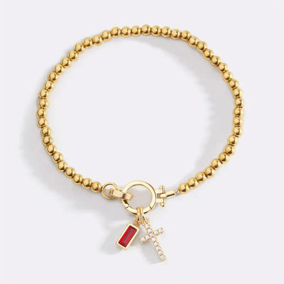 Bamoer Sterling Silver Birthstone Cross Charm Bracelet