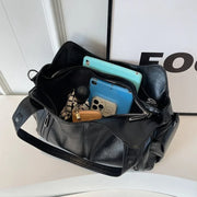 Soft Contrast-Color Shoulder Bag