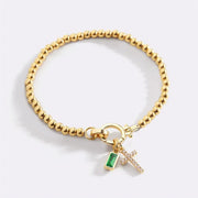 Bamoer Sterling Silver Birthstone Cross Charm Bracelet