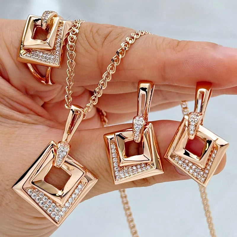 Kinel Square Zircon Bridal Jewelry Set