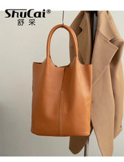 Large Cowhide Leather Tote Bag – detail view 4