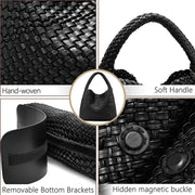 Large Woven PU Tote Bag with Matching Pouch – detail view 4