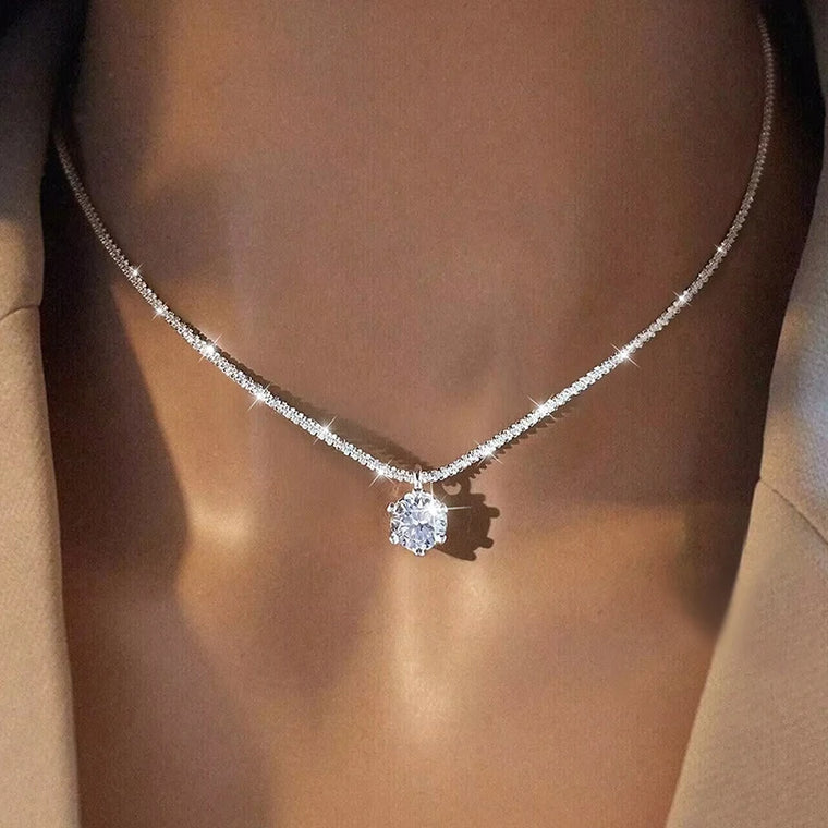 Bamoer 1CT Moissanite Sterling Silver Necklace