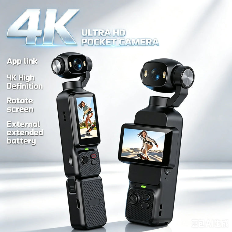 Pocket Action Camera with Rotating Lens