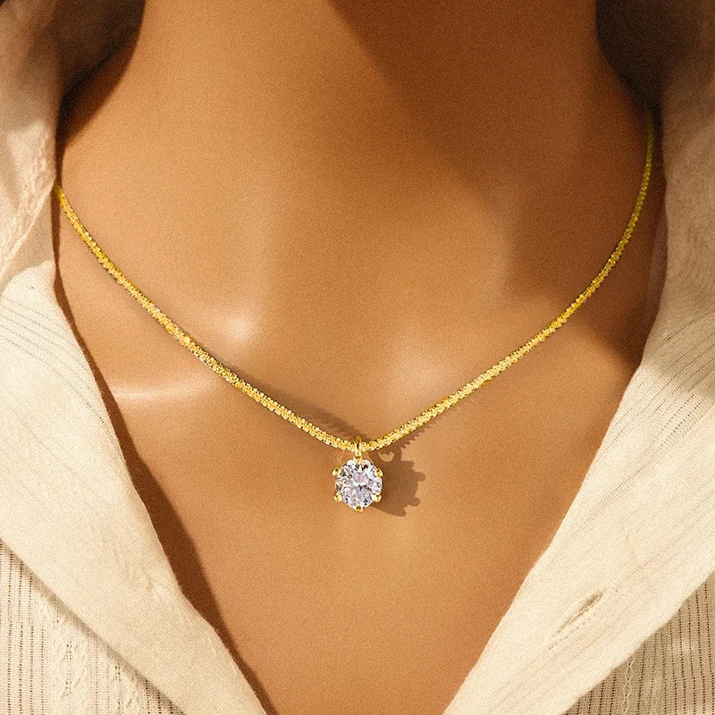 Bamoer 1CT Moissanite Sterling Silver Necklace