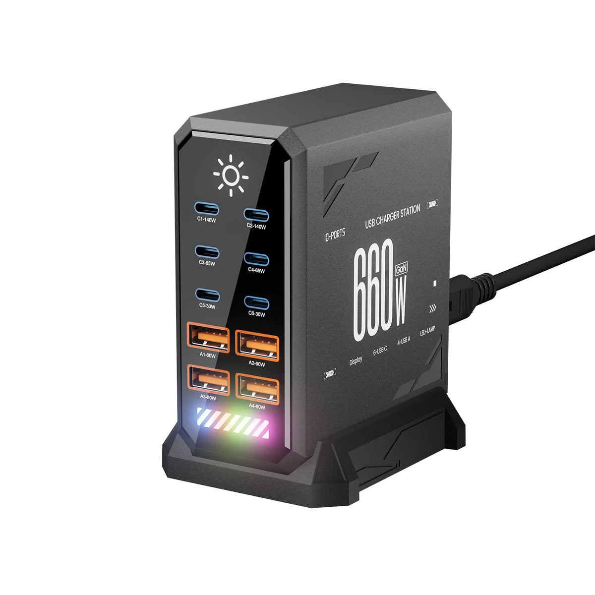 10-Port GaN USB-C Charging Station
