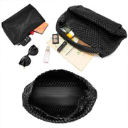 Large Woven PU Tote Bag with Matching Pouch – detail view 6