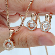 Rose Gold Zircon Bridal Jewelry Set