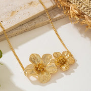 Textured Flower Pendant Necklace