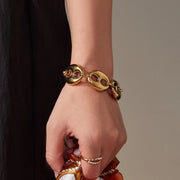 Vnox Coffee Bean Chain Necklace & Bracelet Set
