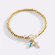 Bamoer Sterling Silver Birthstone Cross Charm Bracelet