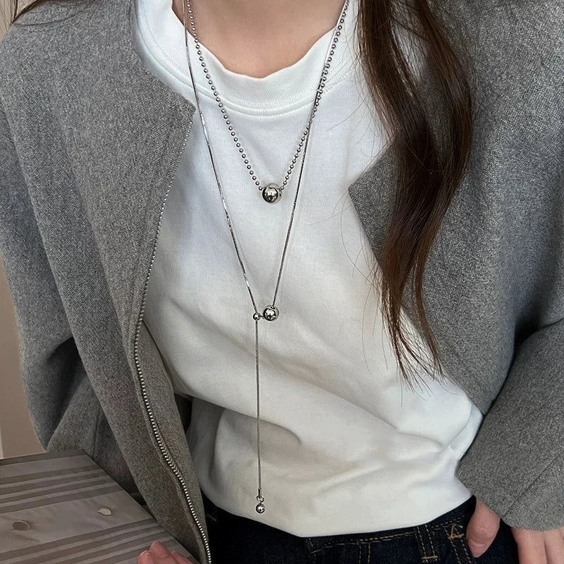 Stainless Steel Beaded Pendant Necklace