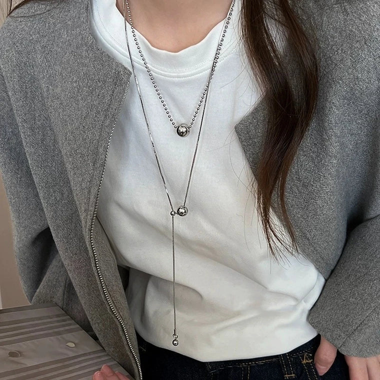 Stainless Steel Beaded Pendant Necklace