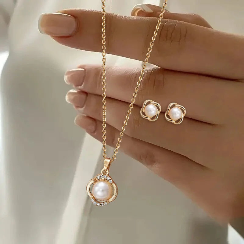 Bamoer Sterling Silver Pearl Jewelry Set