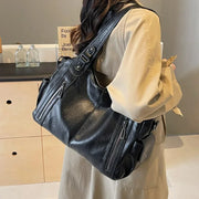 Soft Contrast-Color Shoulder Bag