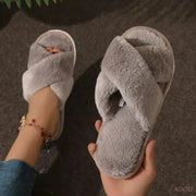Women's Plush Cross-Strap Slippers
