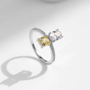 Sterling Silver Crystal Square Ring