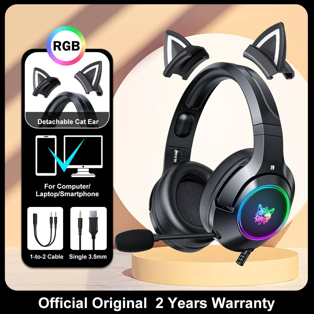 K9 RGB Wired Gaming Headset with Detachable Cat Ears – detail view 7