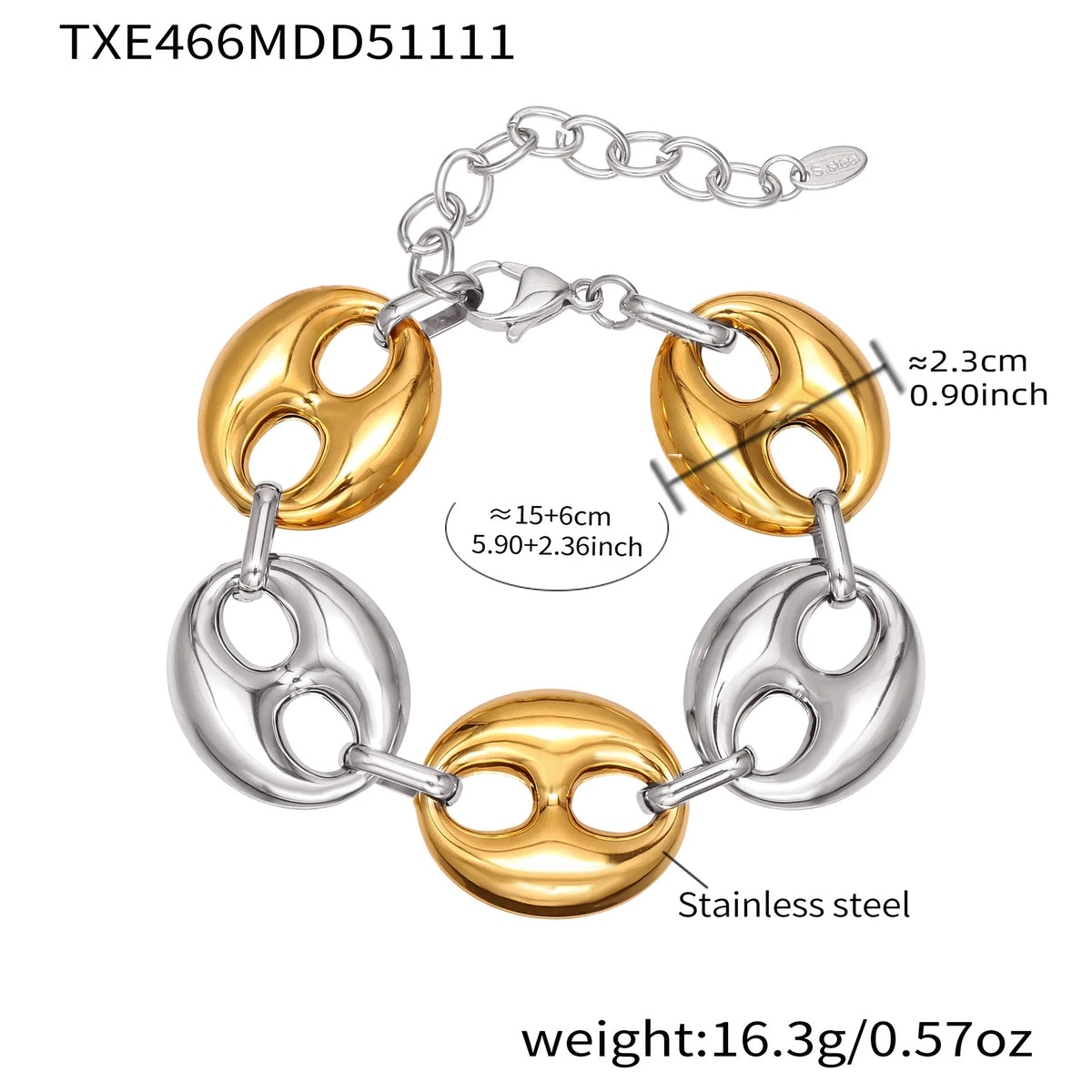 Vnox Coffee Bean Chain Necklace & Bracelet Set