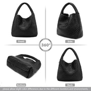 Large Woven PU Tote Bag with Matching Pouch – detail view 5