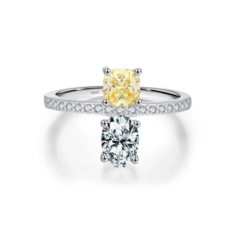 Sterling Silver Crystal Square Ring