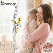 Bamoer Sterling Silver Mother & Child Hug Necklace